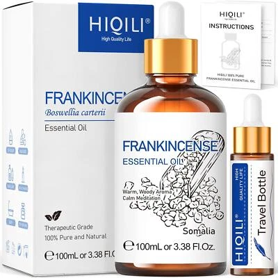 HIQILI Frankincense Essential Oil,100% Pure and Natural Frankincense Oil for Skin, -