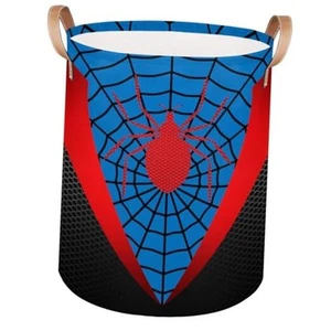 Blue Spider Web Large Laundry Hamper Basket, Round Collapsible Storage - Picture 1 of 8