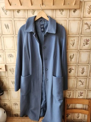 Abrigo largo de lana azul Gap mediano para mujer Foto 1 de 4