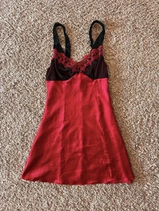 Vintage Y2K Red Mini Slip Dress Size M Romantic Goth Grunge Punk Witchy 2000s - Picture 1 of 4
