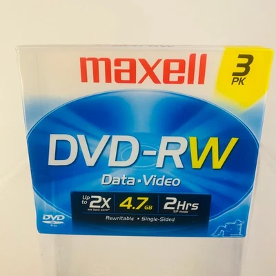 NEW Maxell DVD-RW data video 3 pack SEALED PACK - Image 1 of 2