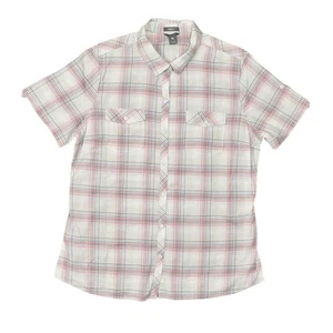 Eddie Bauer Gray Plaid Shaped Fit Button-Up Top Women's Size S Cotton Blend - Picture 1 of 6