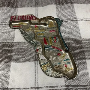 Vintage Metall Florida State Souvenir Schmuck Blech Tablett Japan  - Bild 1 von 4