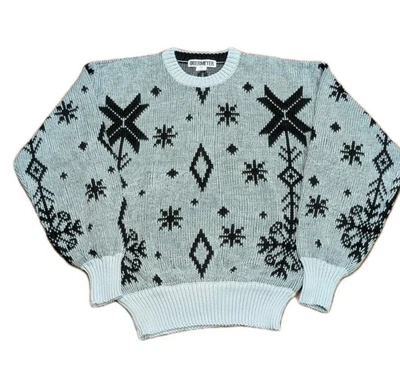 Rare Obermeyer Ski Sweater Men Wool Blend Vtg 80s 1990s Snowflake Sz L Nordic  - Image 1 of 4