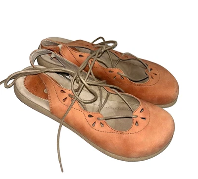 DANSKO 女式 Gretel 系带芭蕾舞鞋平底尺寸 39/8.5 露背罕见波西米亚 — 第 1/4 张图片