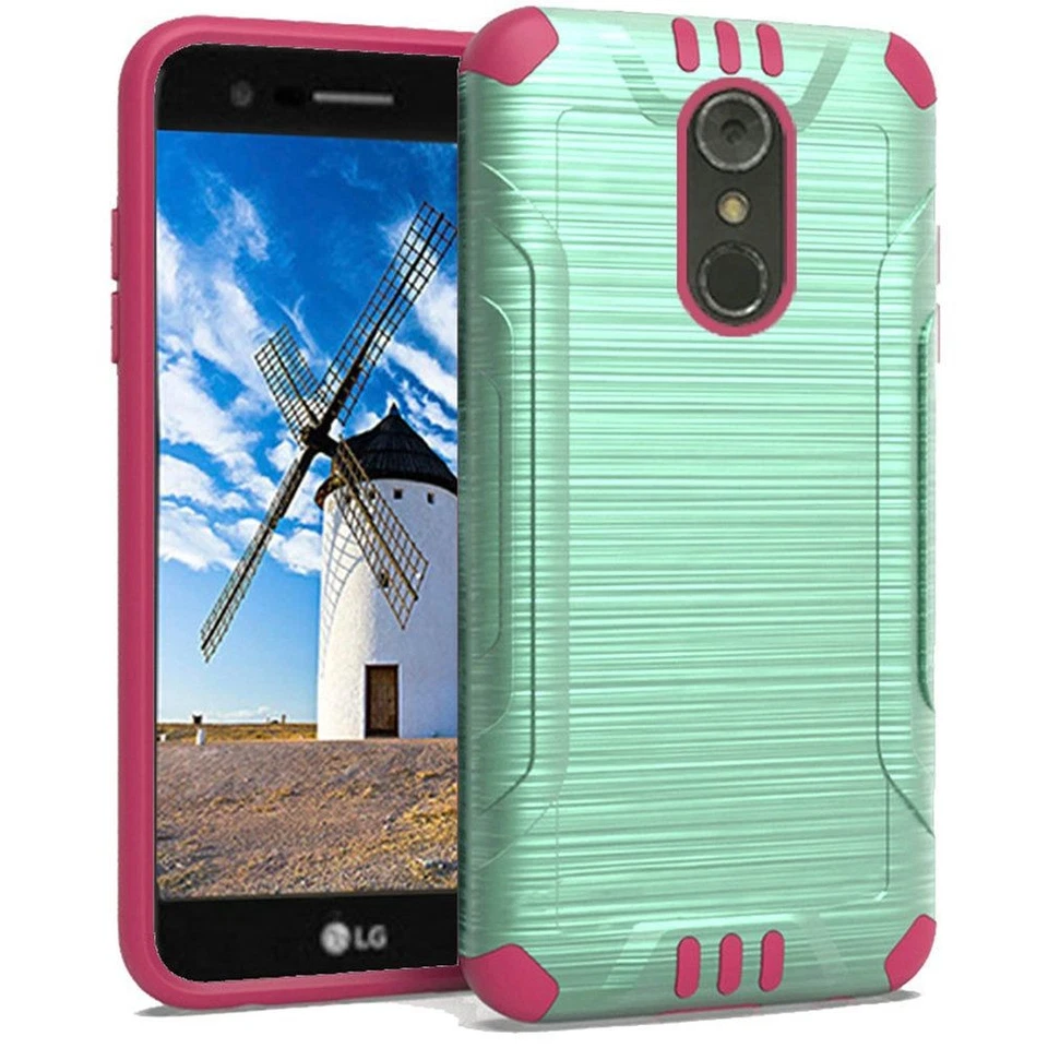 GSA Slim Brushed Hybrid Case for LG Stylo 4 & 4 Plus - Teal/Hot Pink - Image 1 of 1