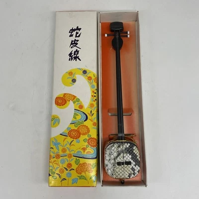 Instrumento musical de cuerda Shamisen japonés Netsuke piel de serpiente Okinawa Ryukyu S34 Foto 1 de 4