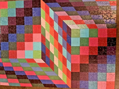 Vasarely Jigsaw Puzzle Complete 1980 American Pub Optical Illusion Rare Vintage - Image 1 of 4