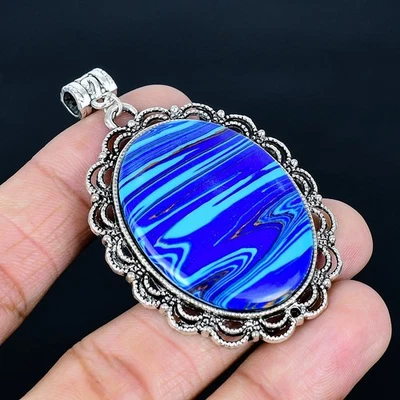 Colgante Hecho a Mano Arco Iris Calsilica 925 Chapado en Plata de 2.56" Foto 1 de 3