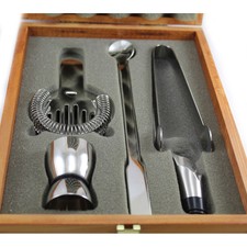 SET BAR COCKTAIL misurino strainer colino cucchiaino miscelatore pinza acciaio