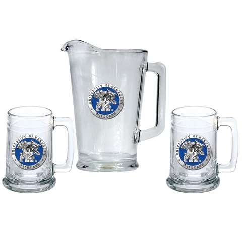 Kentucky Wildcats UK Pitcher and 2 Stein Beer Set Glass Set Cover