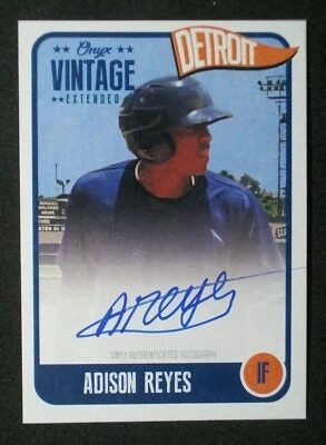 2020 Onyx Vintage Extended Series On Card Auto Adison Reyes Tigers Blue Ink - Image 1 of 2