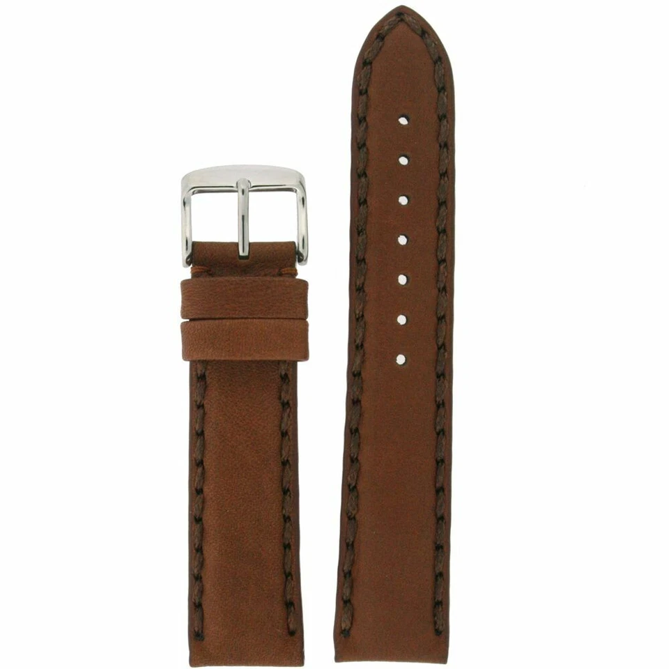 Correa de reloj marrón hecha a mano cuero genuino suave costura correa para hombre 20 mm - 24 mm Foto 1 de 1