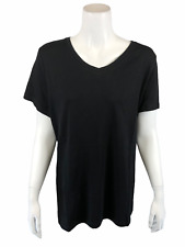 Isaac Mizrahi Women's Essentials Pima Cotton V-Neck T-Shirt Top Black Medium Sz