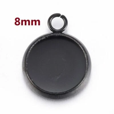 10 uds. Colgante de bisel redondo circular chapado en metal armado de acero inoxidable 304 almohadilla de 8 mm Foto 1 de 2