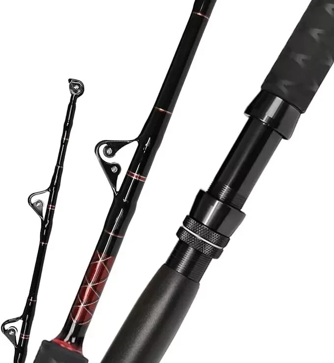 FIBLINK Saltwater Trolling Rod Offshore Big Game Boat Fishing Pole w Roller Guides Heavy