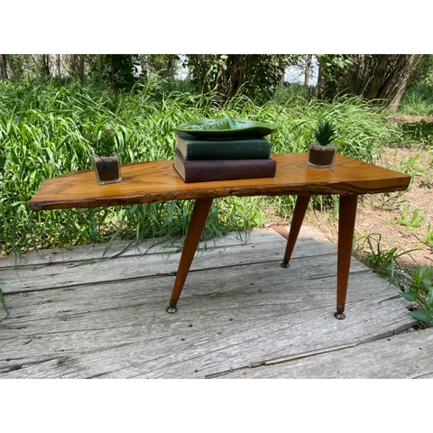 Vintage MCM 1960s Live Edge Wood Small Coffee Table Cover