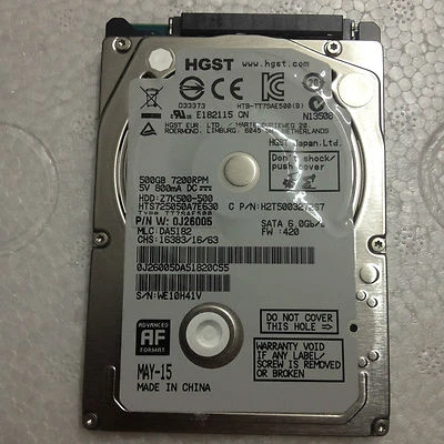 7K500 500GB 7200rpm HDD 7mm SATA3 2.5" Hard Drive HTS725050A7E630 6 Gbps - Image 1 of 2
