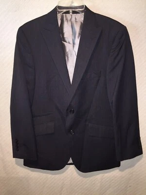 Men's J. Ferrar Dark Gray Striped Double Vent Lined Suit Jacket Blazer Size 38 S - Image 1 of 4