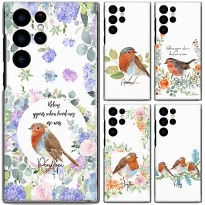 Personalised Initial Phone Case For Samsung Note20/J4/J6 Flower/Robin Hard Cover - Picture 1 of 20