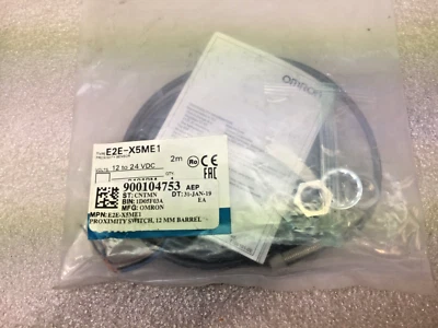 OMRON E2E-X5ME1 PROXIMITY SENSOR 12-24VDC 2M 5MM SENSING RANGE NEW IN BOX - Image 1 of 3
