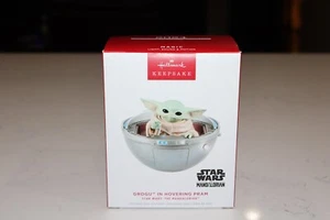2024 Hallmark Ornamento Star Wars Mandalorian Grogu en Cochecito Flotante Luz Sonido - Imagen 1 de 2