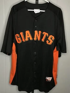Majestic Cool Base San Francisco Giants Men Black Sewn Jersey Classic Sz 2XL - Picture 1 of 6