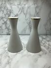 Pair HTF Schonwald White Bud Vases/Candle Sticks No chips or cracks. ***READ