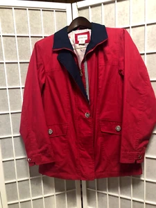 St Johns Bay Windbreaker Jacket Red Size S Zip Front 2 Front Pockets 26" length - Picture 1 of 5