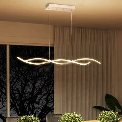 Lámpara de araña LED espiral ondulada contemporánea plateada de 2 luces Foto 1 de 4