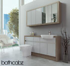 BATHROOM FITTED FURNITURE LIGHT GREY GLOSS/DRIFTWOOD 1500MM WITH WALL UNIT - BAT