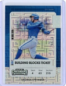 2021 Contenders George Springer Blue Jays Building Blocks Ticket #8/10 SHARP!
