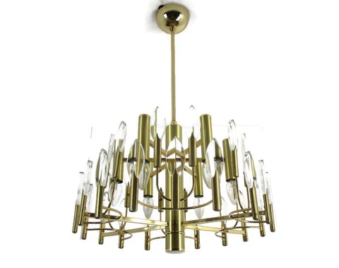 Hollywood regency 1970s Chandelier lamp Oscar Torlasco for Stilkronen Italy Cover