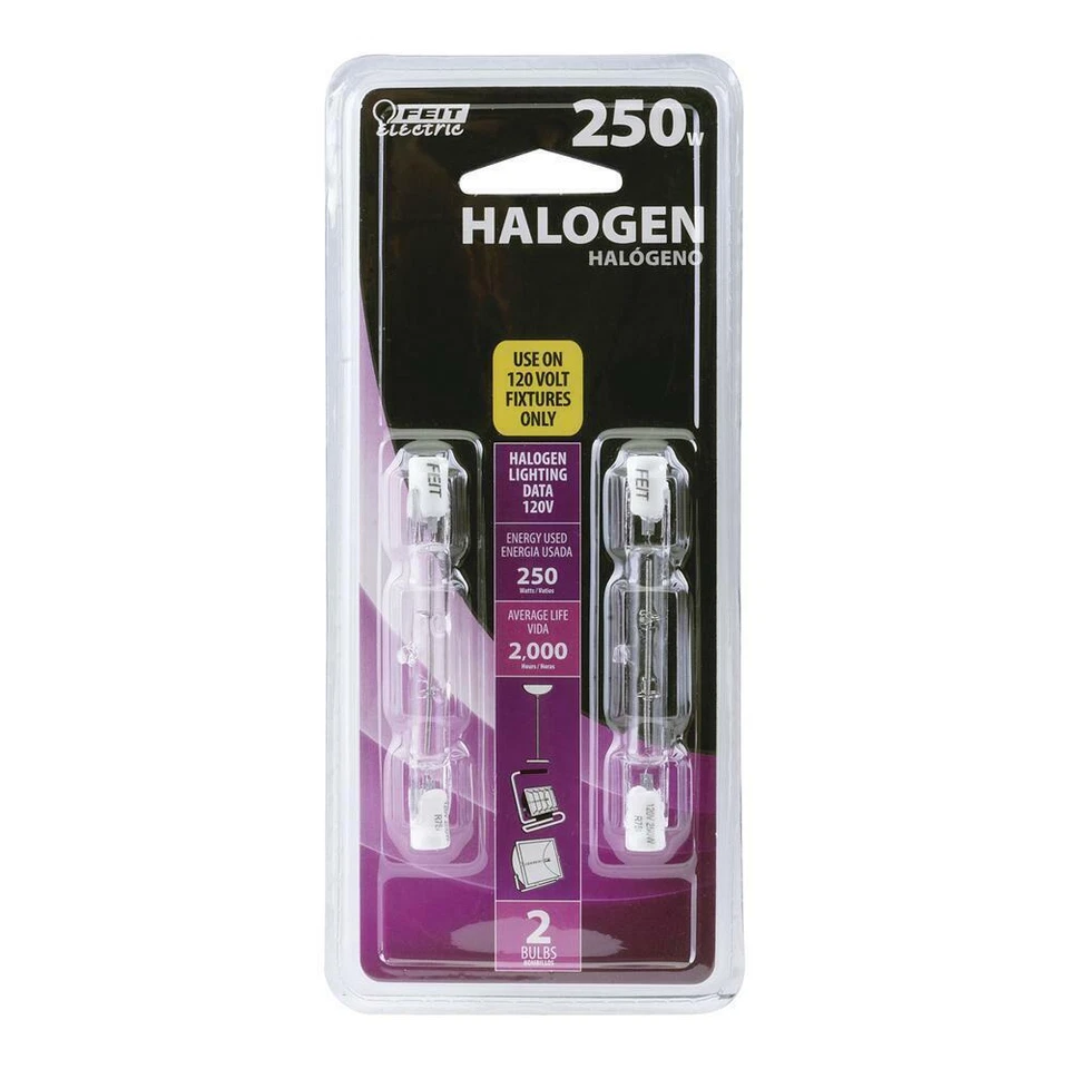 2 pack 250W Equivalent T3 Soft White Dimmable Linear Non LED Halo Light Bulb - Image 1 of 3