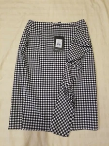 NEW! Who WHat Wear Black White Checkered A- Line Skirt Womens 4 L25.5 - Picture 1 of 12