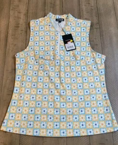 Bad Birdie 1/4 Zip Golf Women’s Size Large Sleeveless Flower Power Athletic NWT - Picture 1 of 9