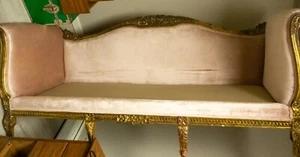 Antique French Louis XV Style Giltwood Sofa - Picture 1 of 7