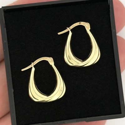9ct Yellow Gold Twisted Handbag Style Creole Hoop Earrings - Image 1 of 4