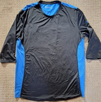 Under Armour Fitted 3/4 Sleeve HeatGear Shirt Black Blue Men's Size XL - Image 1 of 4
