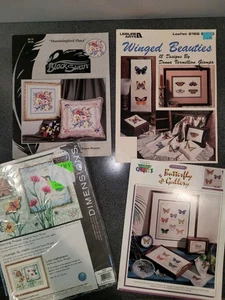 Lote X4 Punto de Cruz Nuevo Kit y 3 Nuevos Gráficos MARIPOSA Colibrí Folletos - Imagen 1 de 6