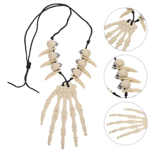 Skull Necklace Women Mini Fake Bones Halloween Accessory Jewelry - Picture 1 of 12