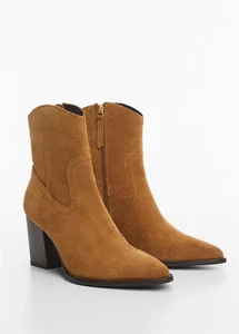 Botas de cuero de gamuza mango vaquero al tobillo punta marrón talla UK 6 BNWB - Imagen 1 de 9