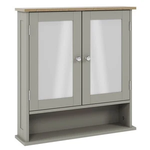 Priano Bathroom 2 Door Wall Mount Mirror Cabinet Unit Strorage With Shelf Grey - Picture 1 of 9
