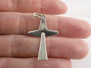 Vintage AT Designer Sterling Silver Articulated Cross Pendant 3g 1.5 Inch Length - Picture 1 of 16