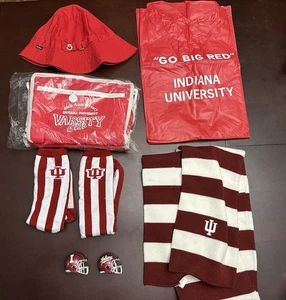 Vintage Indiana Hoosiers Game Day Fan Bundle Scarf Socks Helmet Hat Bag Rain IU - Picture 1 of 3