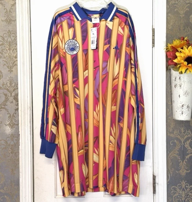 adidas x Farm Rio Stripes of Paradise Pink Multi Premium Dress JD6285 Women's L