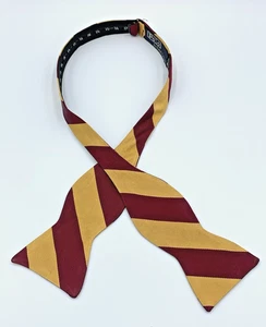 Polo by Ralph Lauren Men's 100% Silk Bow Tie Adjustable Repp Gold Maroon Stripe - Picture 1 of 5