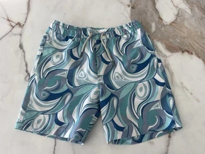 Fair Harbor Jungen Badehose Bayberry Groovy Waves Jungen Größe Large gebraucht, in einwandfreiem Zustand gefüttert - Bild 1 von 7