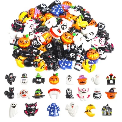 FOIMAS Halloween Resin Flatback Charms,100pcs Pumpkin Ghost Spider Slime - Image 1 of 4