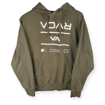 RVCA Pullover Hoodie Men’s M Green Graphic Sweatshirt The Balance of Opposites - Image 1 of 4